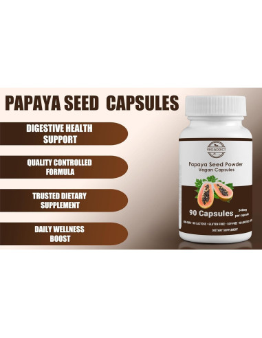 Cápsulas de Semilla de Papaya Veganas Vegaddict - 90 Unidades