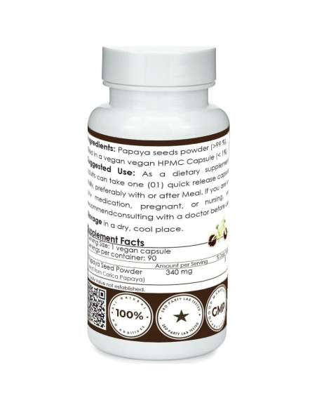 Cápsulas de Semilla de Papaya Veganas Vegaddict - 90 Unidades