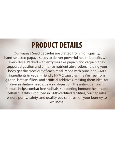 Cápsulas de Semilla de Papaya Veganas Vegaddict - 90 Unidades