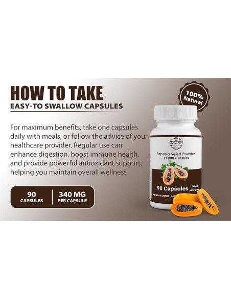 Cápsulas de Semilla de Papaya Veganas Vegaddict - 90 Unidades
