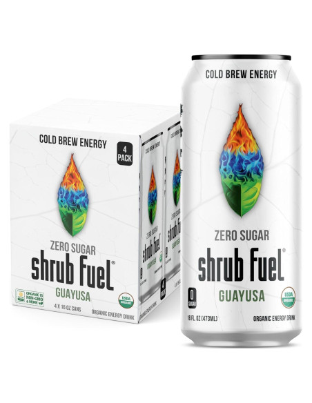 Bebida Energética Orgánica Guayusa Shrub Fuel Sin Azúcar 4 Latas