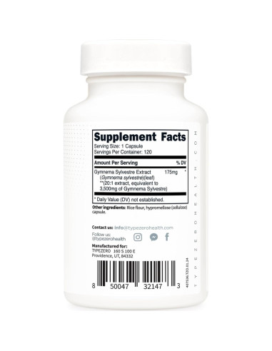 Cápsulas de Gymnema Sylvestre Type Zero 120 Porciones 3500 MG