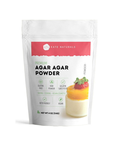 Polvo de Agar Agar Kate Naturals 113.4g - Gelatina Vegana