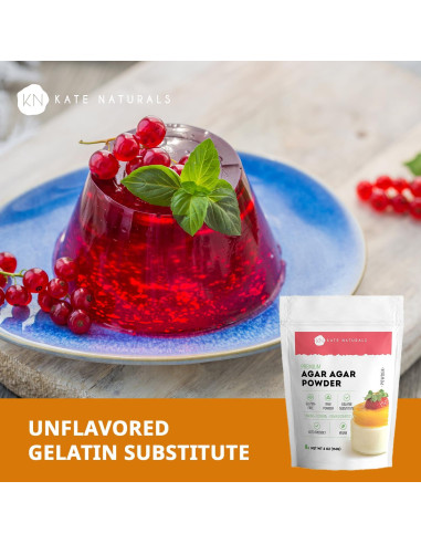 Polvo de Agar Agar Kate Naturals 113.4g - Gelatina Vegana