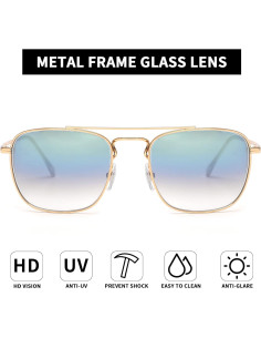 Gafas de Sol Cuadradas JIM HALO Lentes de Vidrio UV400 2