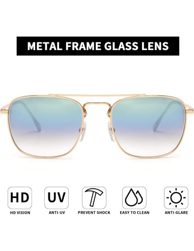 Gafas de Sol Cuadradas JIM HALO Lentes de Vidrio UV400