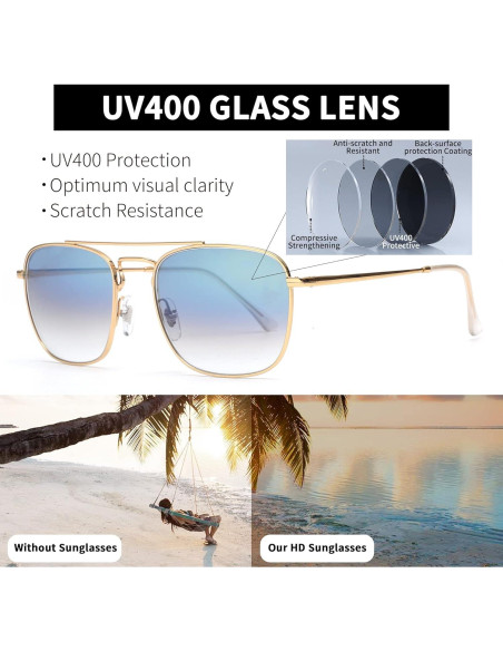 Gafas de Sol Cuadradas JIM HALO Lentes de Vidrio UV400 Gafas de Sol Cuadradas JIM HALO Lentes de Vidrio UV400
