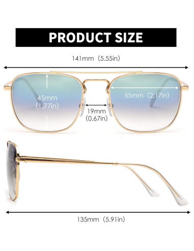 Gafas de Sol Cuadradas JIM HALO Lentes de Vidrio UV400