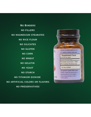 Teobromina de Cacao 99% Barlowe 400mg 60 Cápsulas Veganas