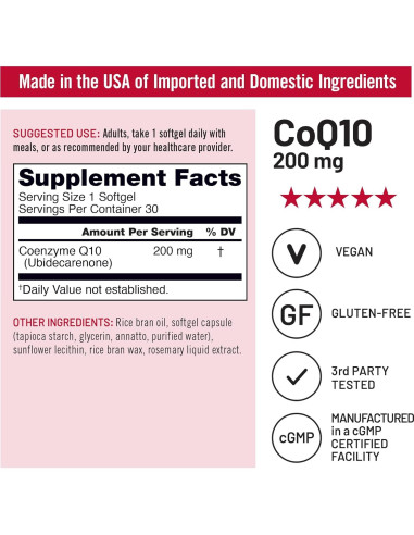 NatureWise CoQ10 200mg Softgels - Suplemento Vegano Antioxidante