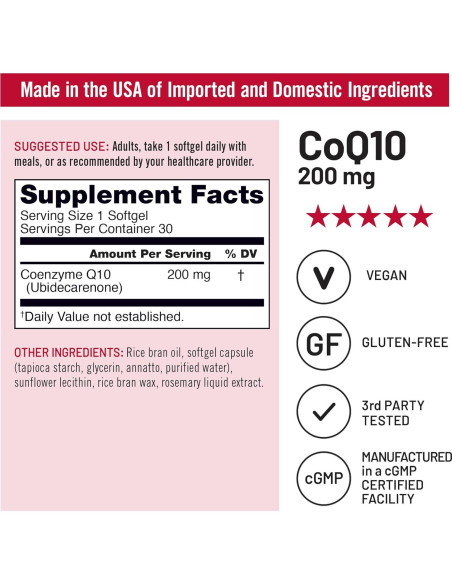 NatureWise CoQ10 200mg Softgels - Suplemento Vegano Antioxidante