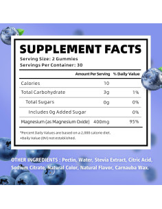 Gomitas de Óxido de Magnesio 400mg VCCHUYH Sabor Arándano 60 Unidades 2