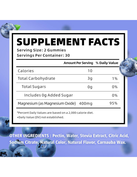 Gomitas de Óxido de Magnesio 400mg VCCHUYH Sabor Arándano 60 Unidades
