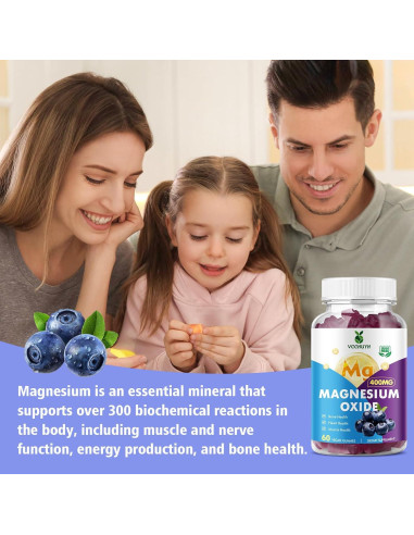 Gomitas de Óxido de Magnesio 400mg VCCHUYH Sabor Arándano 60 Unidades