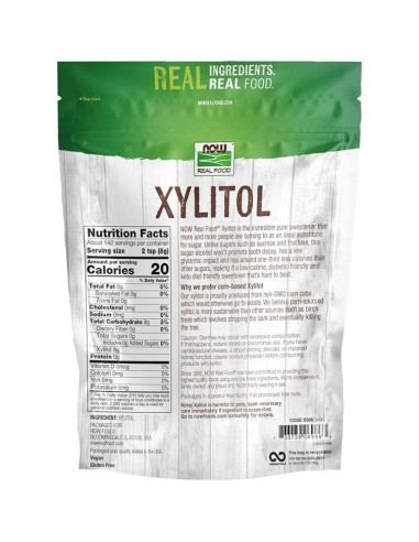 Xilitol Puro NOW Foods 1134g Amigable con Keto Bajo Glucémico