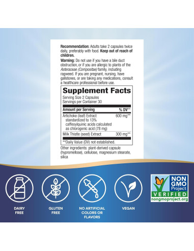 Extracto de Alcachofa Nature's Way 60 Cápsulas Veganas Sin Gluten
