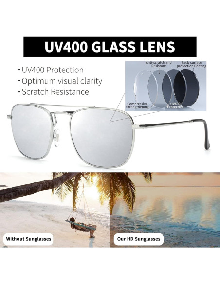 Gafas de Sol Aviador Jim Halo Lentes de Vidrio UV400 Gafas de Sol Aviador Jim Halo Lentes de Vidrio UV400