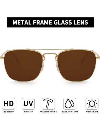 Gafas de Sol Aviador JIM HALO Montura Dorada Lente Marrón