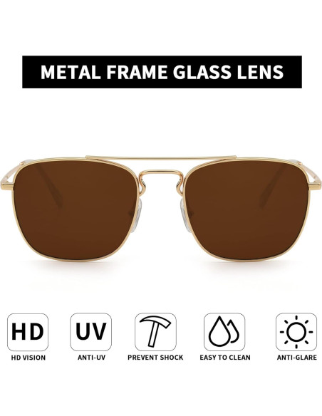 Gafas de Sol Aviador JIM HALO Montura Dorada Lente Marrón Gafas de Sol Aviador JIM HALO Montura Dorada Lente Marrón