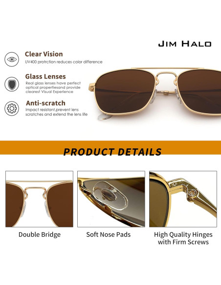Gafas de Sol Aviador JIM HALO Montura Dorada Lente Marrón Gafas de Sol Aviador JIM HALO Montura Dorada Lente Marrón