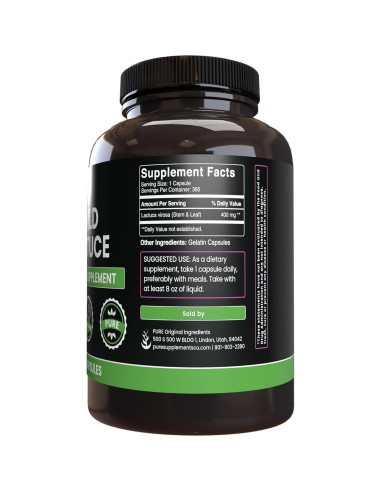 Cápsulas de Lechuga Silvestre 365 - Ingredientes Originales Puros