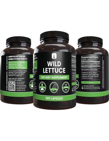 Cápsulas de Lechuga Silvestre 365 - Ingredientes Originales Puros