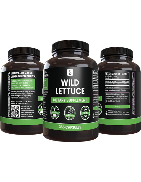 Cápsulas de Lechuga Silvestre 365 - Ingredientes Originales Puros