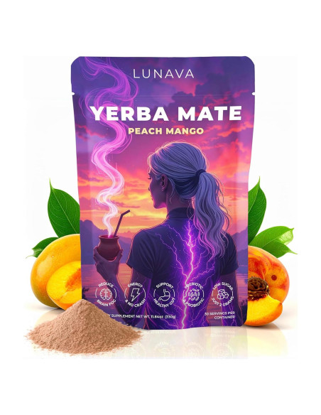 Yerba Mate Instantáneo LUNAVA Durazno Mango 330g - Energía Limpia