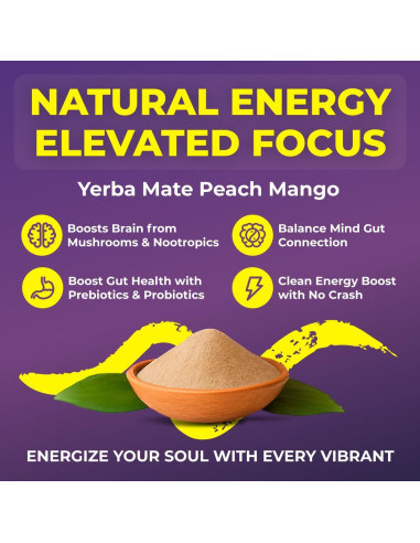 Yerba Mate Instantáneo LUNAVA Durazno Mango 330g - Energía Limpia