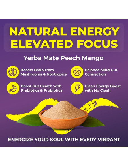 Yerba Mate Instantáneo LUNAVA Durazno Mango 330g - Energía Limpia