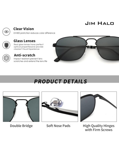 Gafas de Sol Aviador Jim Halo Metal con Lentes de Vidrio