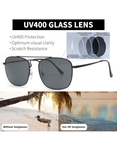 Gafas de Sol Aviador Jim Halo Metal con Lentes de Vidrio