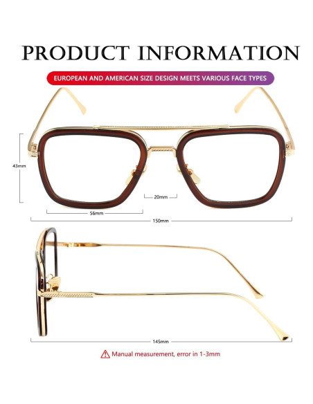 Gafas de sol AIEYEZO Tony Stark Cuadradas UV 100%