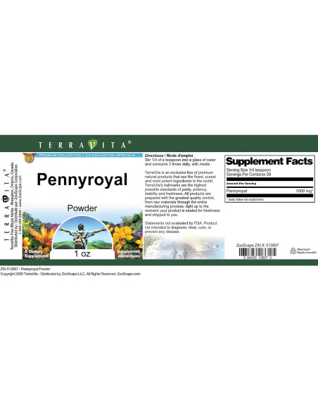 Polvo de Pennyroyal TerraVita 28.35 g Sin Rellenos