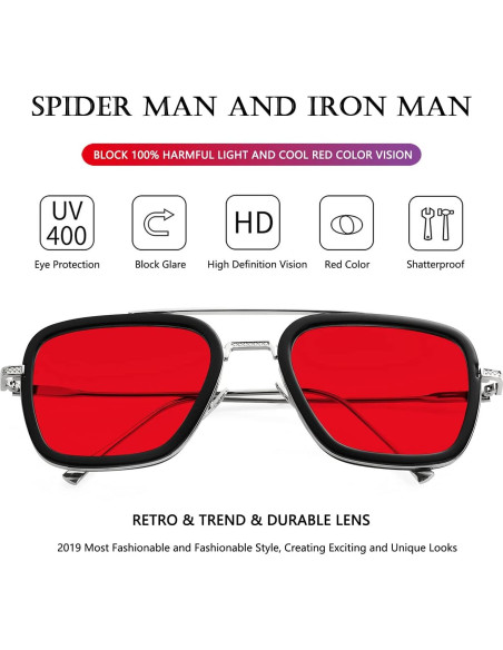 Gafas de sol AIEYEZO Tony Stark Cuadradas Metal UV 100%
