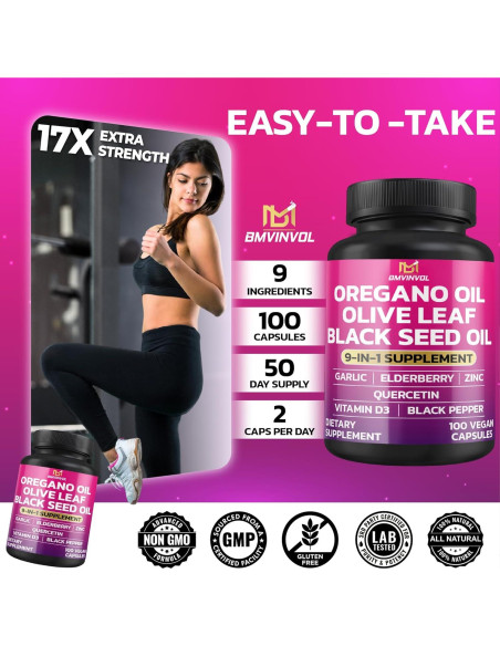 BMVINVOL Extracto de Orégano Cápsulas Complejo 100 Unidades - Suplemento Inmunológico