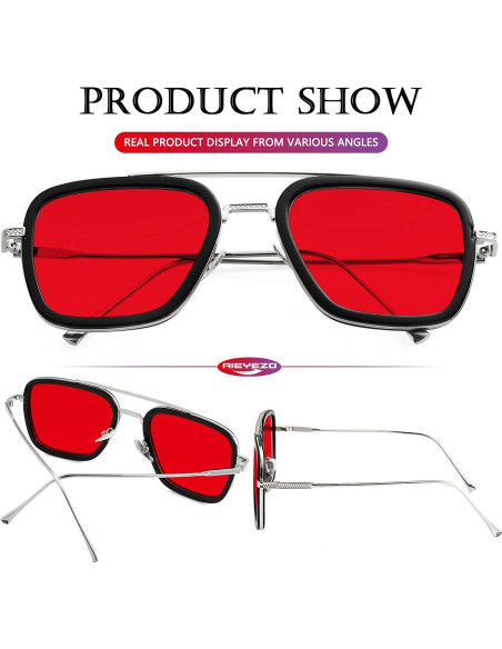 Gafas de sol AIEYEZO Tony Stark Cuadradas Metal UV 100%