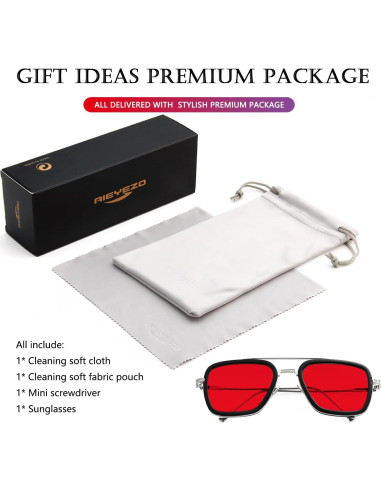 Gafas de sol AIEYEZO Tony Stark Cuadradas Metal UV 100%