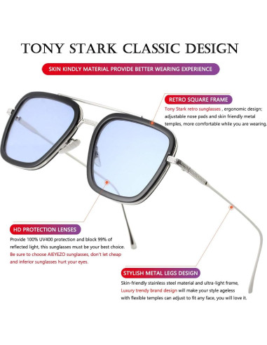 Gafas de sol AIEYEZO Tony Stark Cuadradas UV 100%