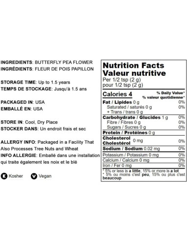 Polvo de Flor de Guisante Mariposa Food to Live 113.4g Vegano