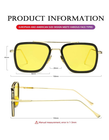 Gafas de sol AIEYEZO Tony Stark Cuadradas UV 100% - Unisex