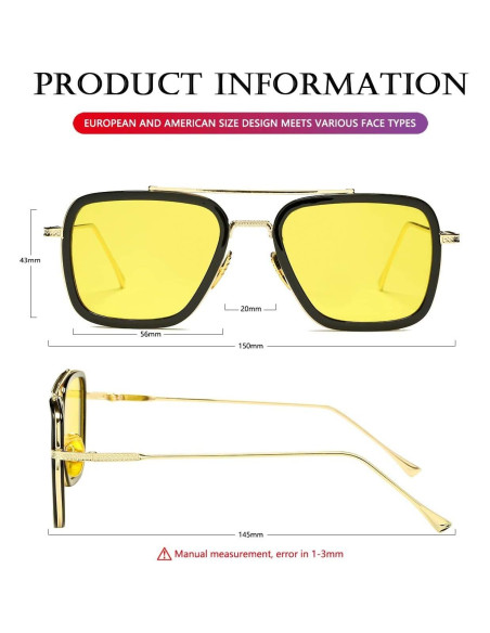 Gafas de sol AIEYEZO Tony Stark Cuadradas UV 100% - Unisex