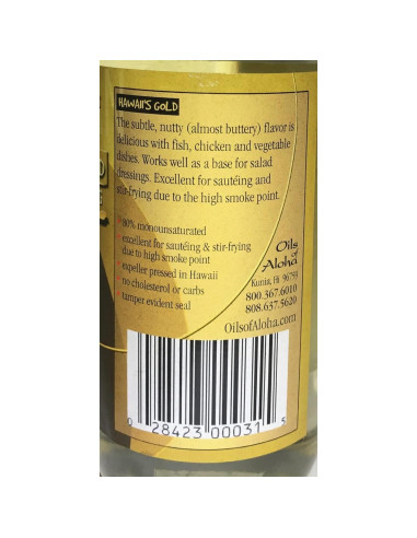 Aceite de Nuez de Macadamia Aloha 360 ml - Prensado en Frío