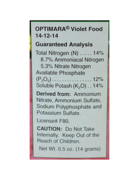 Fertilizante Líquido para Violetas Optimara 14-12-14 6 Bolsas