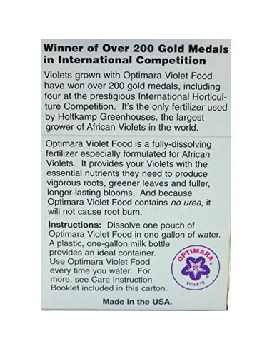 Fertilizante Líquido para Violetas Optimara 14-12-14 6 Bolsas