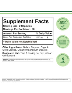 Cápsulas de Hígado de Res 1000mg Double Wood 180 Unidades 2