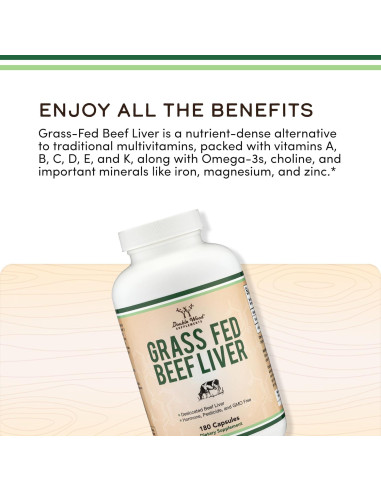 Cápsulas de Hígado de Res 1000mg Double Wood 180 Unidades