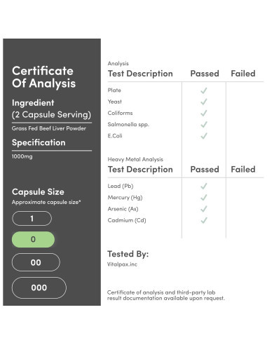 Cápsulas de Hígado de Res 1000mg Double Wood 180 Unidades