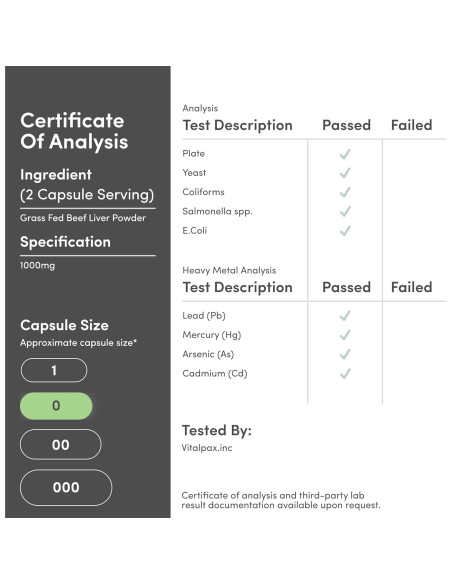 Cápsulas de Hígado de Res 1000mg Double Wood 180 Unidades