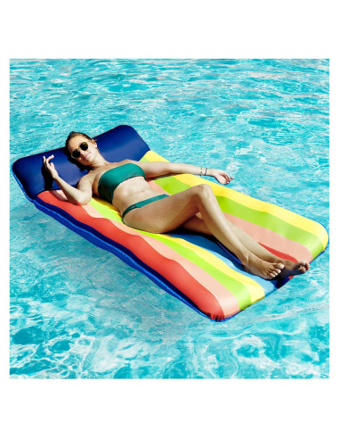 Flotador de piscina FindUWill XL 183x94 cm Rayas Coloridas